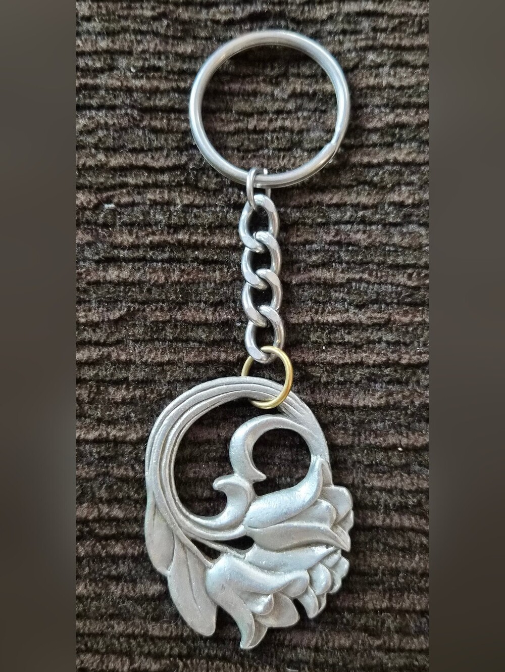 Vintage 1987 Seagull Pewter Canada Tulip Floral (converted) Key Chain/Bag Charm